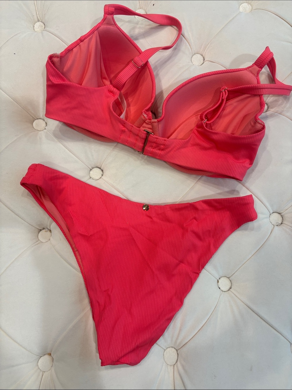 Victoria's Secret Ribbed Hot Pink Underwire Bikini Set - Picture 2 of 4